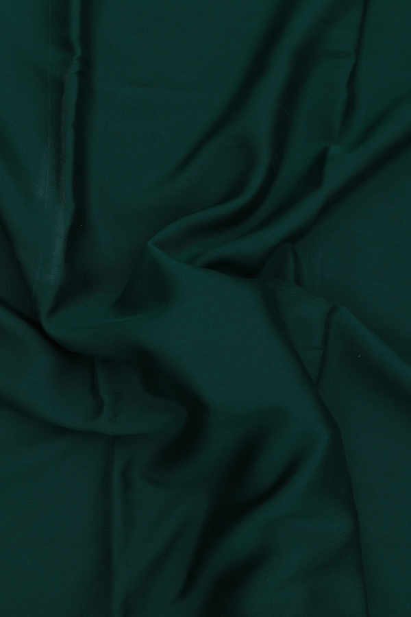 Mysore Silk Saree In Plain Forest Green With Zari Border