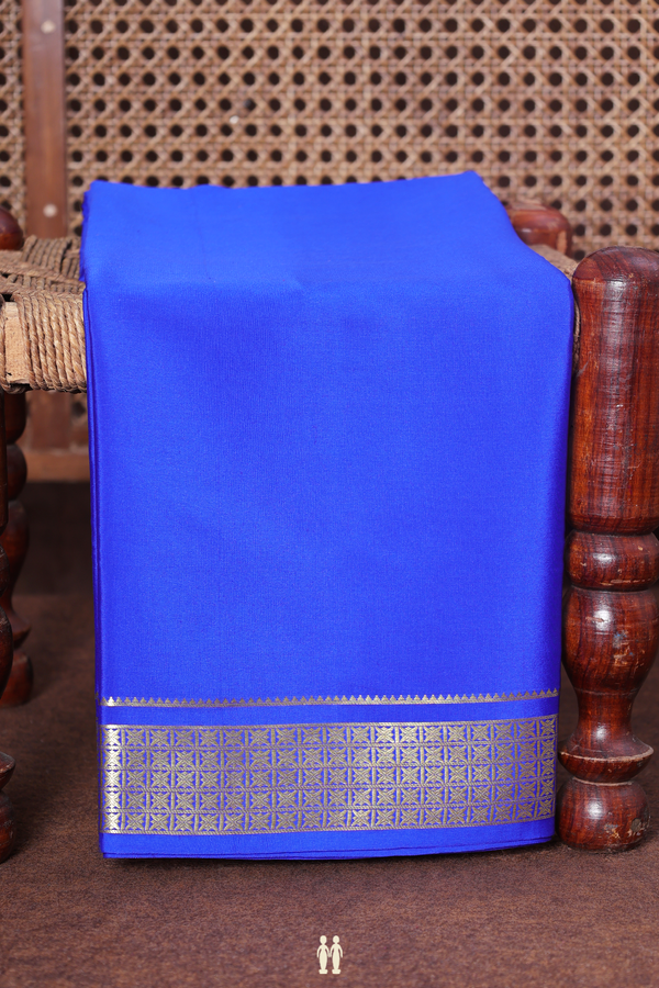 Mysore Silk Saree In Indigo Blue With Zari Border