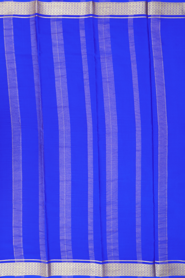 Mysore Silk Saree In Indigo Blue With Zari Border