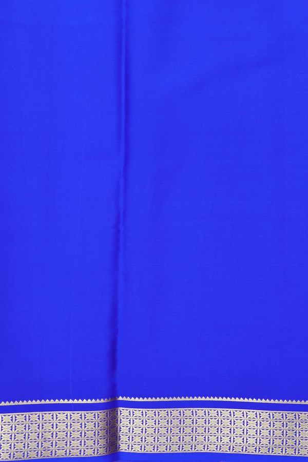 Mysore Silk Saree In Indigo Blue With Zari Border