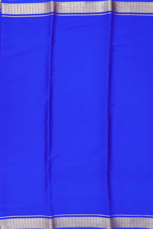 Mysore Silk Saree In Indigo Blue With Zari Border