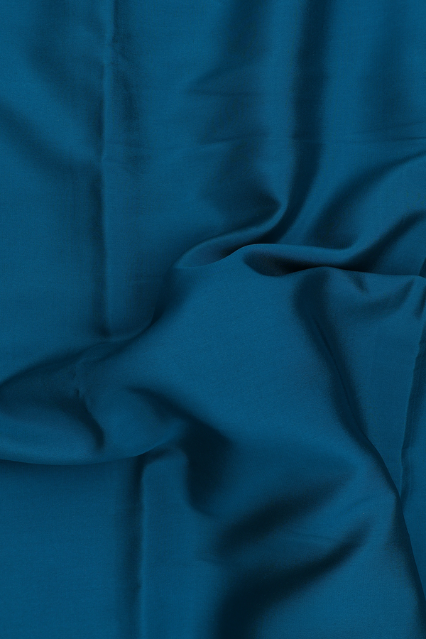 Mysore Silk Saree In Plain Teal Blue With Zari Border