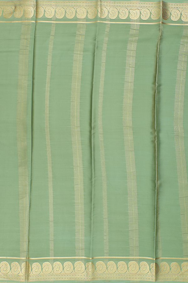 Mysore Silk Saree In Sage Green With Paisley Border