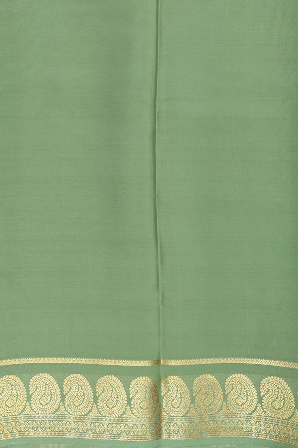 Mysore Silk Saree In Sage Green With Paisley Border