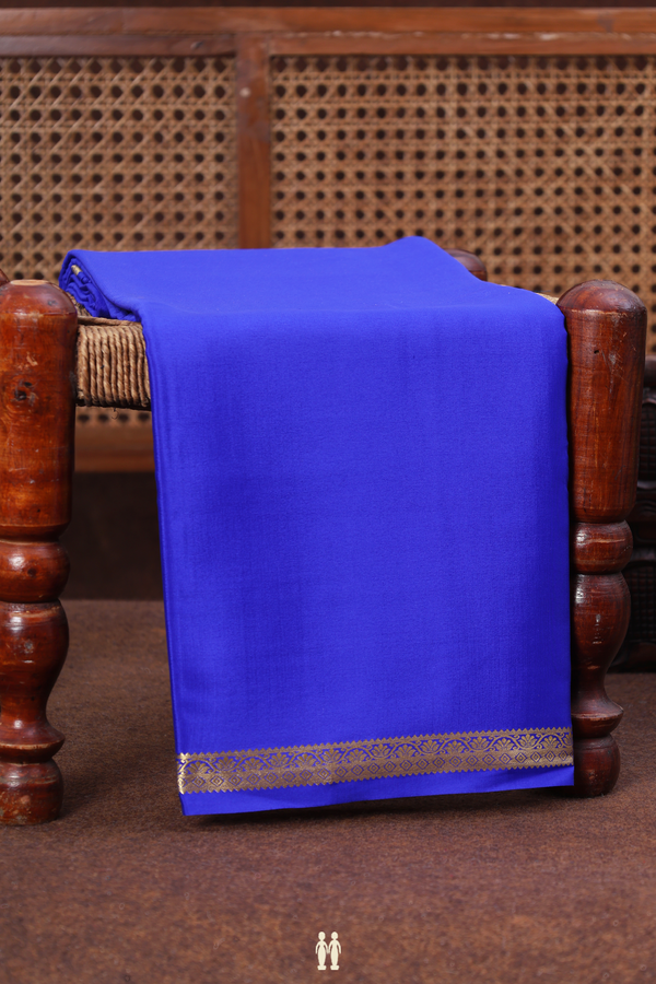Mysore Silk Saree In Royal Blue With Zari Border