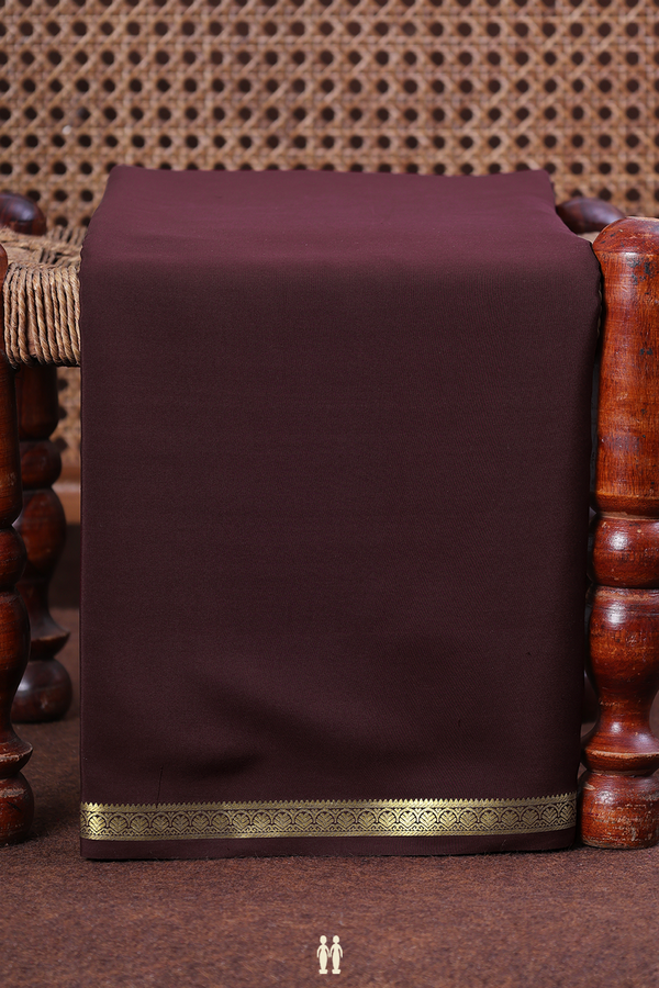 Mysore Silk Saree In Coffee Brown With Zari Border