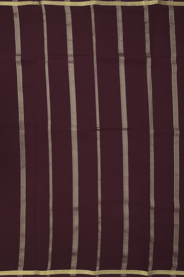 Mysore Silk Saree In Coffee Brown With Zari Border