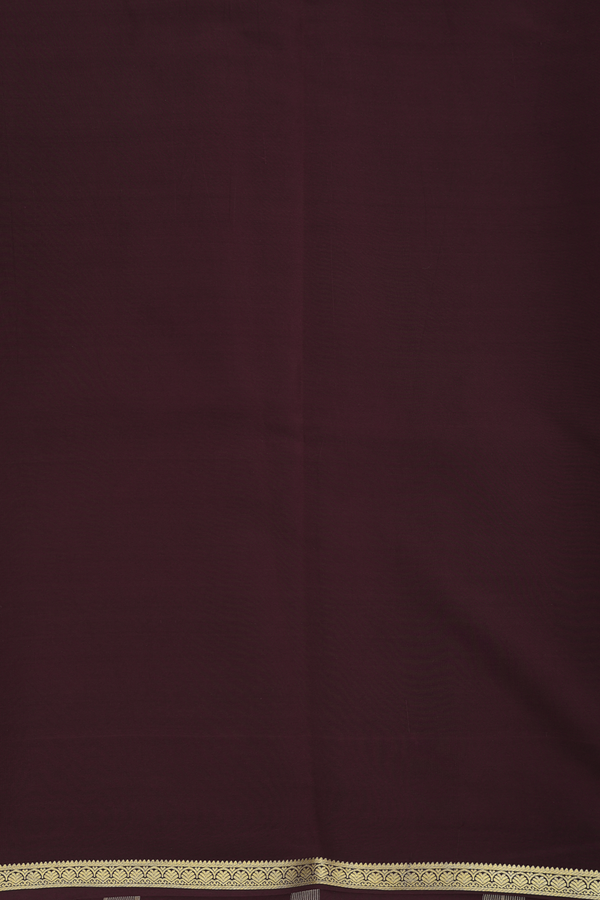 Mysore Silk Saree In Coffee Brown With Zari Border