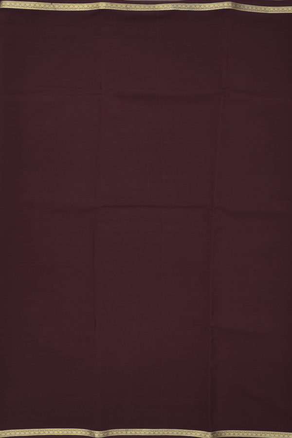 Mysore Silk Saree In Coffee Brown With Zari Border