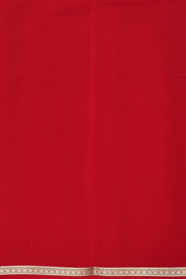 Mysore Silk Saree In Scarlet Red With Zari Border