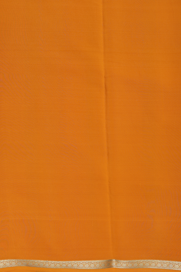 Mysore Silk Saree In Plain Mustard Yellow With Zari Border