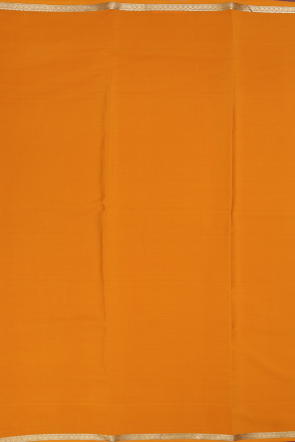 Mysore Silk Saree In Plain Mustard Yellow With Zari Border
