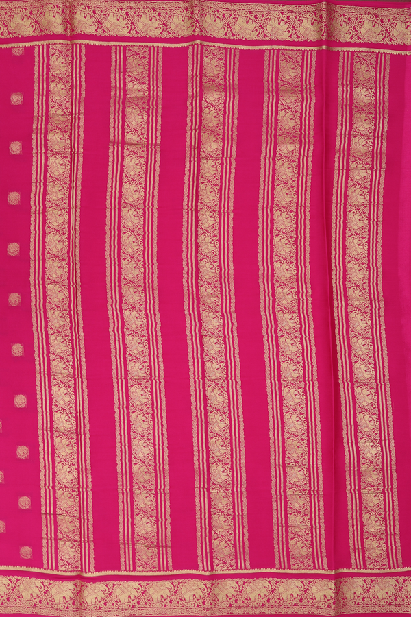 Mysore Silk Saree In Dark Pink With Zari Buttas