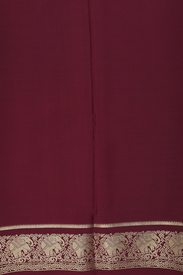 Mysore Silk Saree In Maroon With Zari Buttas