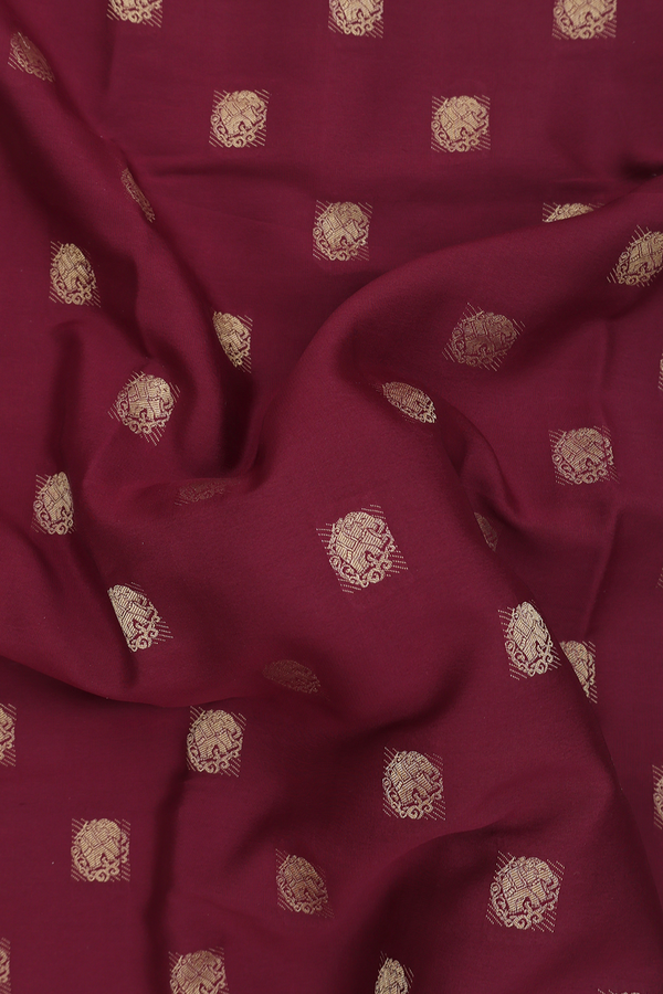 Mysore Silk Saree In Maroon With Zari Buttas