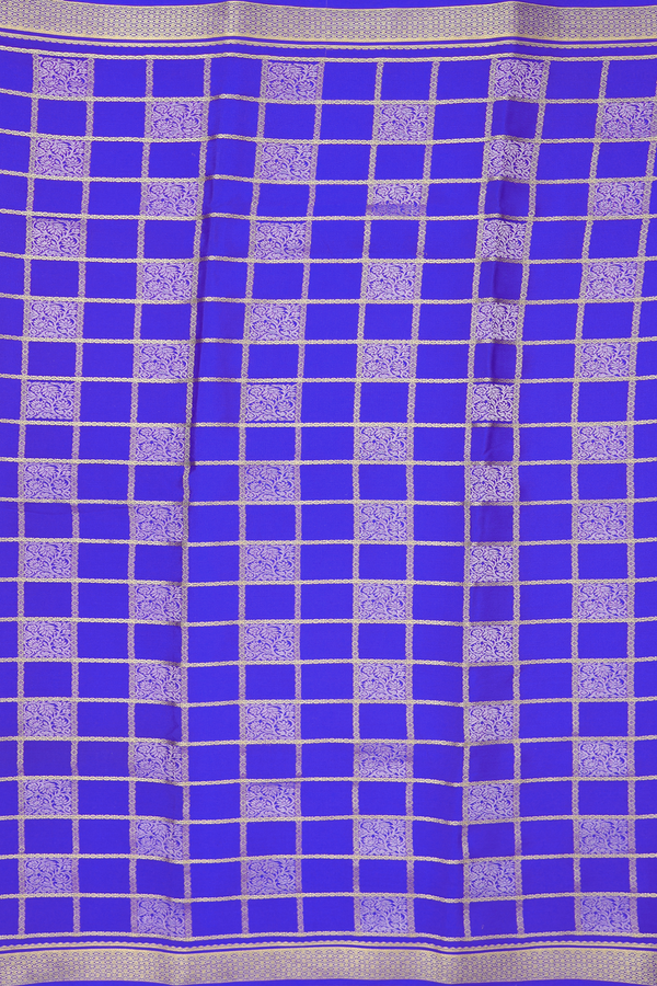 Mysore Silk Saree In Royal Blue With Checks Design