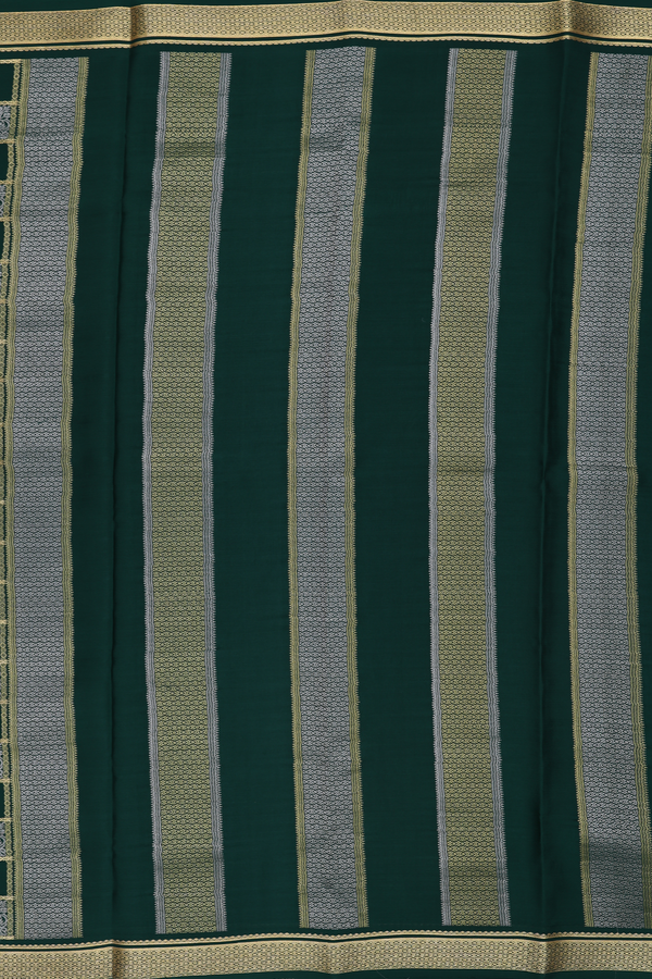 Mysore Silk Saree In Dark Green With Checks Design
