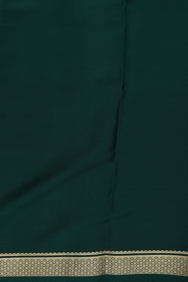 Mysore Silk Saree In Dark Green With Checks Design