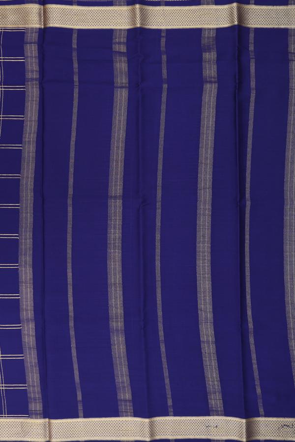 Mysore Silk Saree In Navy Blue With Checks Design