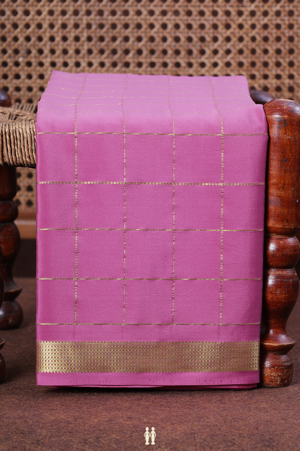 Mysore Silk Saree In Mauve Pink With Checks Design
