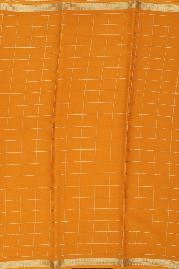 Mysore Silk Saree In Yellow With Checks Design
