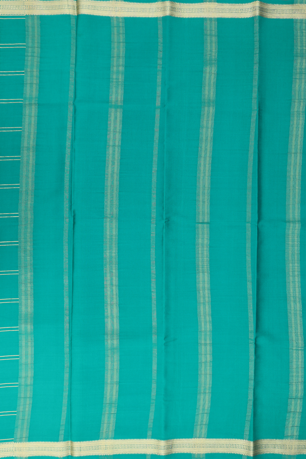 Mysore Silk Saree In Teal Green With Checks Design