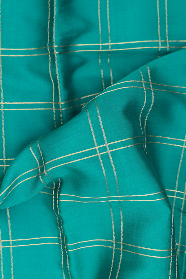 Mysore Silk Saree In Teal Green With Checks Design