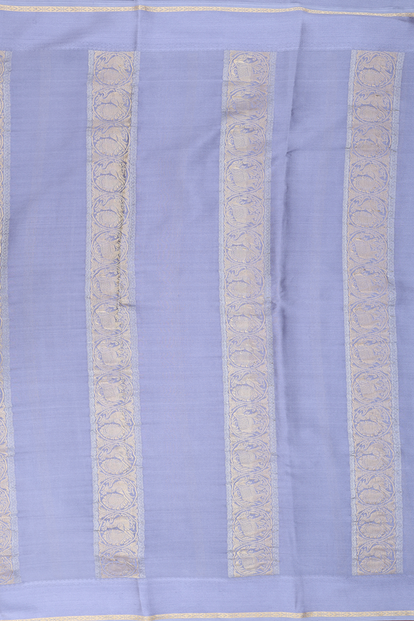 Mysore Silk Saree In Grey With Stripes Design