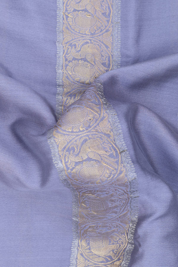 Mysore Silk Saree In Grey With Stripes Design