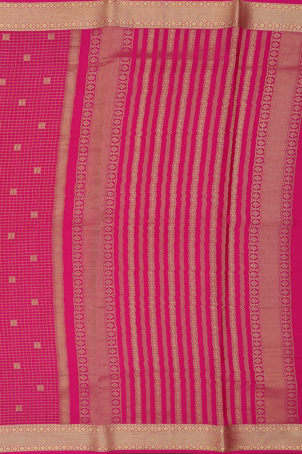 Mysore Silk Saree In Rani Pink With Checks Design
