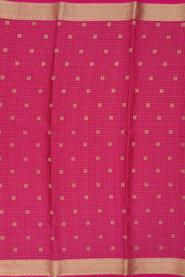 Mysore Silk Saree In Rani Pink With Checks Design