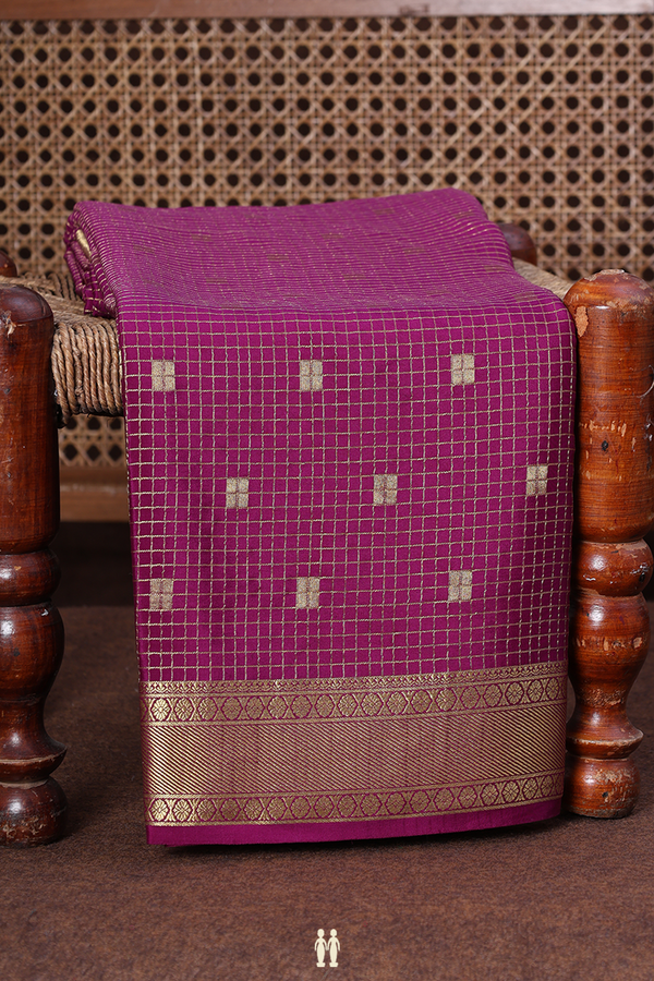 Mysore Silk Saree In Purple With Checks Design
