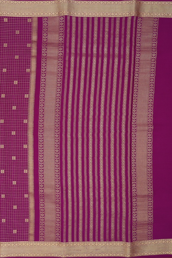 Mysore Silk Saree In Purple With Checks Design