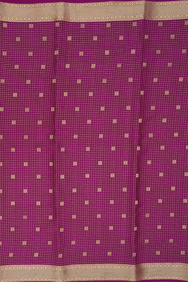Mysore Silk Saree In Purple With Checks Design