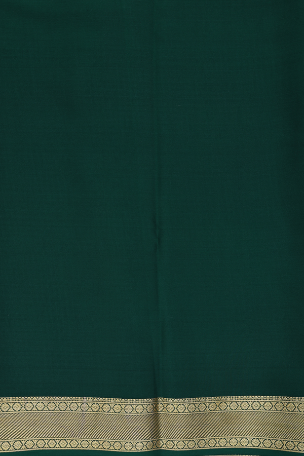 Mysore Silk Saree In Forest Green With Checks Design