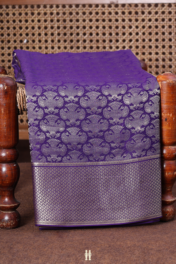 Mysore Silk Saree In Purple With Iruthalai Pakshi Design