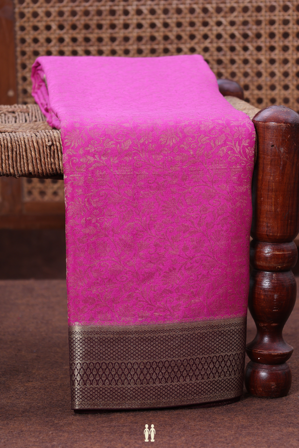 Mysore Silk Saree In Orchid Purple With Floral Design
