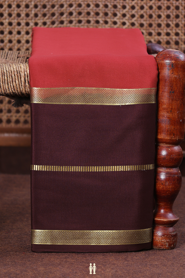 Mysore Silk Saree In Crimson Red With Contrast Border