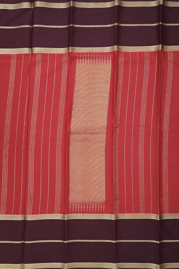 Mysore Silk Saree In Crimson Red With Contrast Border