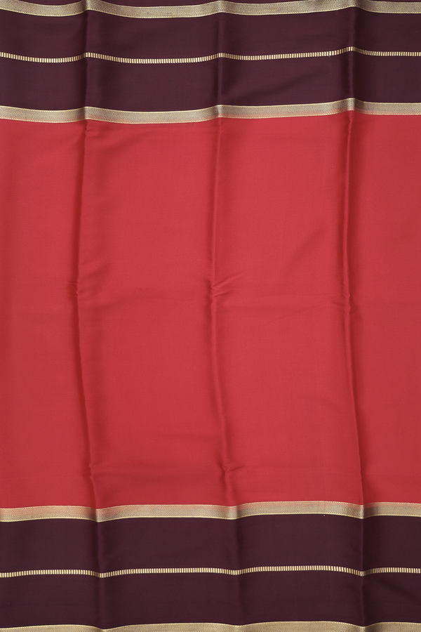Mysore Silk Saree In Crimson Red With Contrast Border