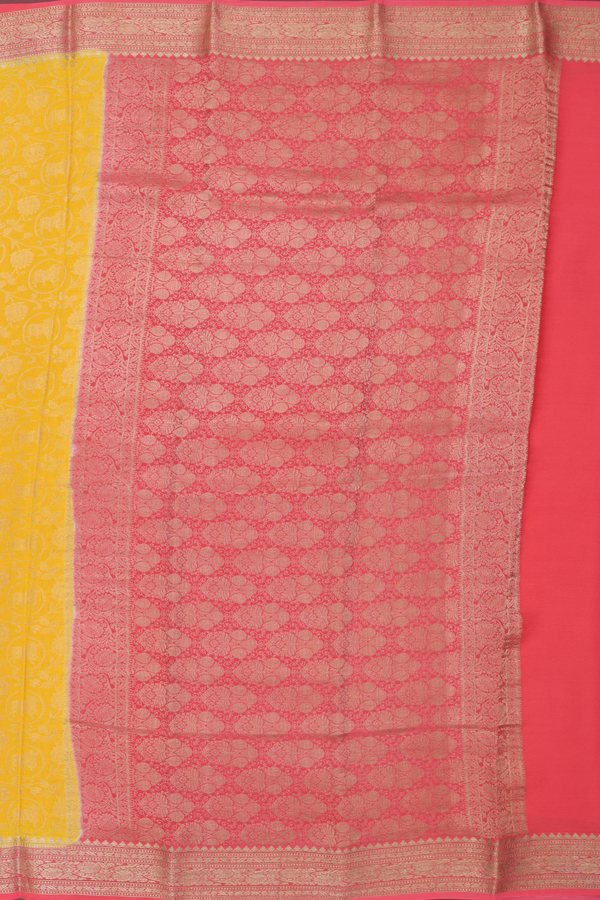 Mysore Silk Saree In Yellow With Cow Design