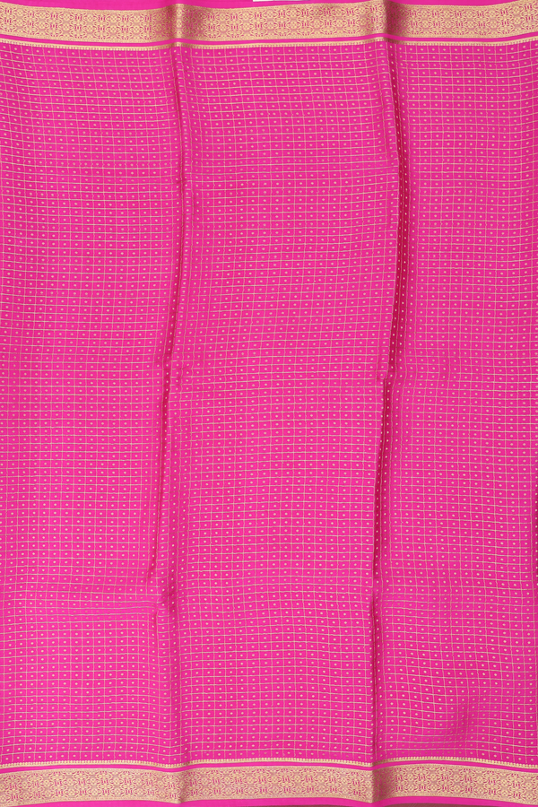 Mysore Silk Saree In Dark Pink With Checks Design