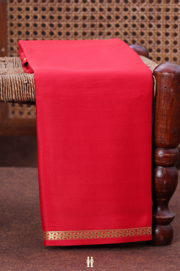Mysore Silk Saree In Chilli Red With Zari Border