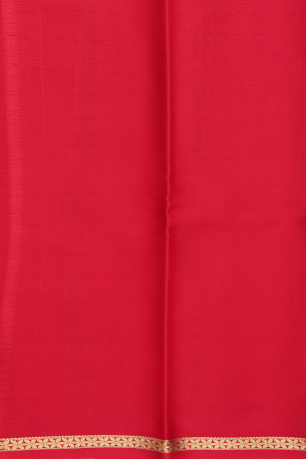 Mysore Silk Saree In Chilli Red With Zari Border