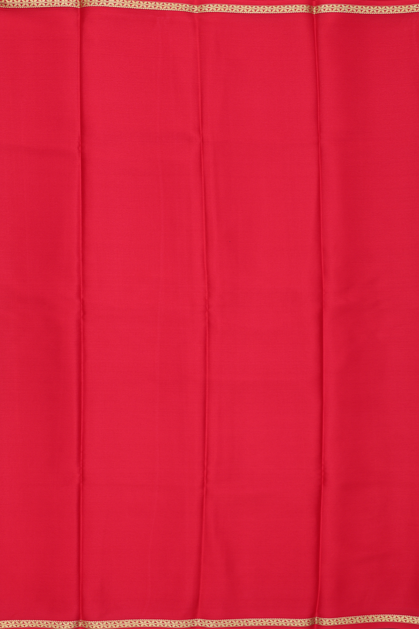 Mysore Silk Saree In Chilli Red With Zari Border