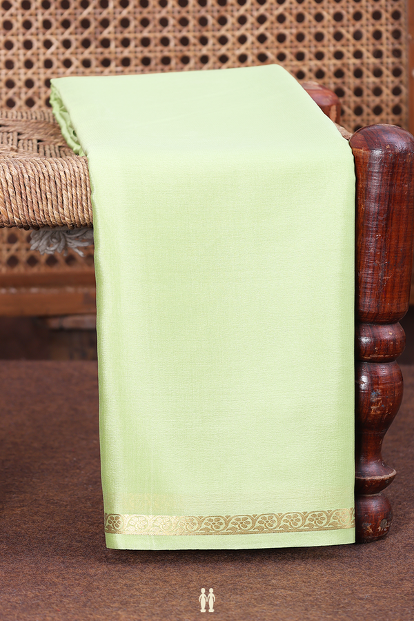 Mysore Silk Saree In Plain Pastel Green With Floral Border