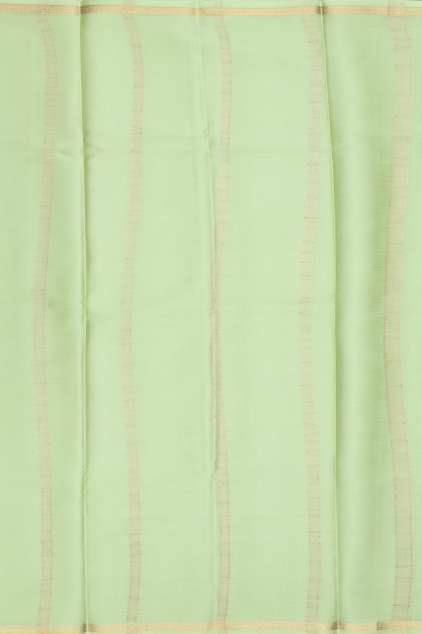 Mysore Silk Saree In Plain Pastel Green With Floral Border
