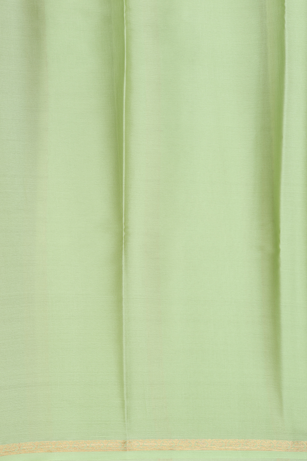 Mysore Silk Saree In Plain Pastel Green With Floral Border