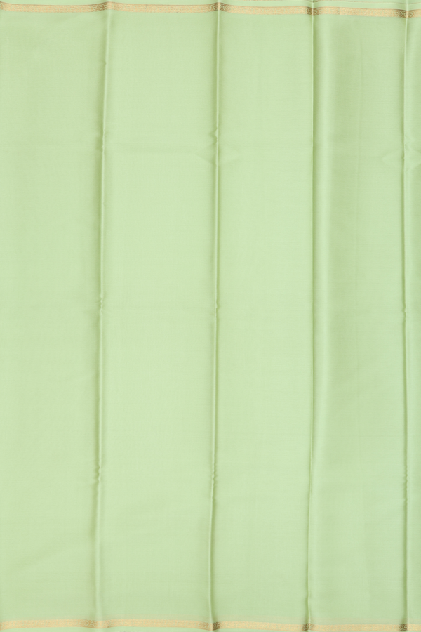 Mysore Silk Saree In Plain Pastel Green With Floral Border