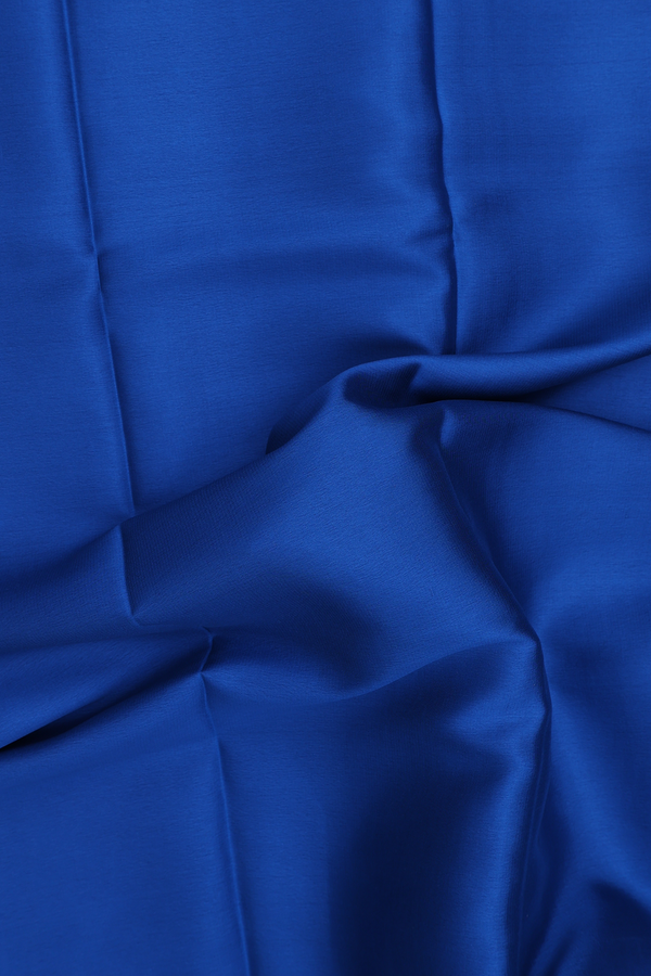 Mysore Silk Saree In Plain Blue With Floral Border